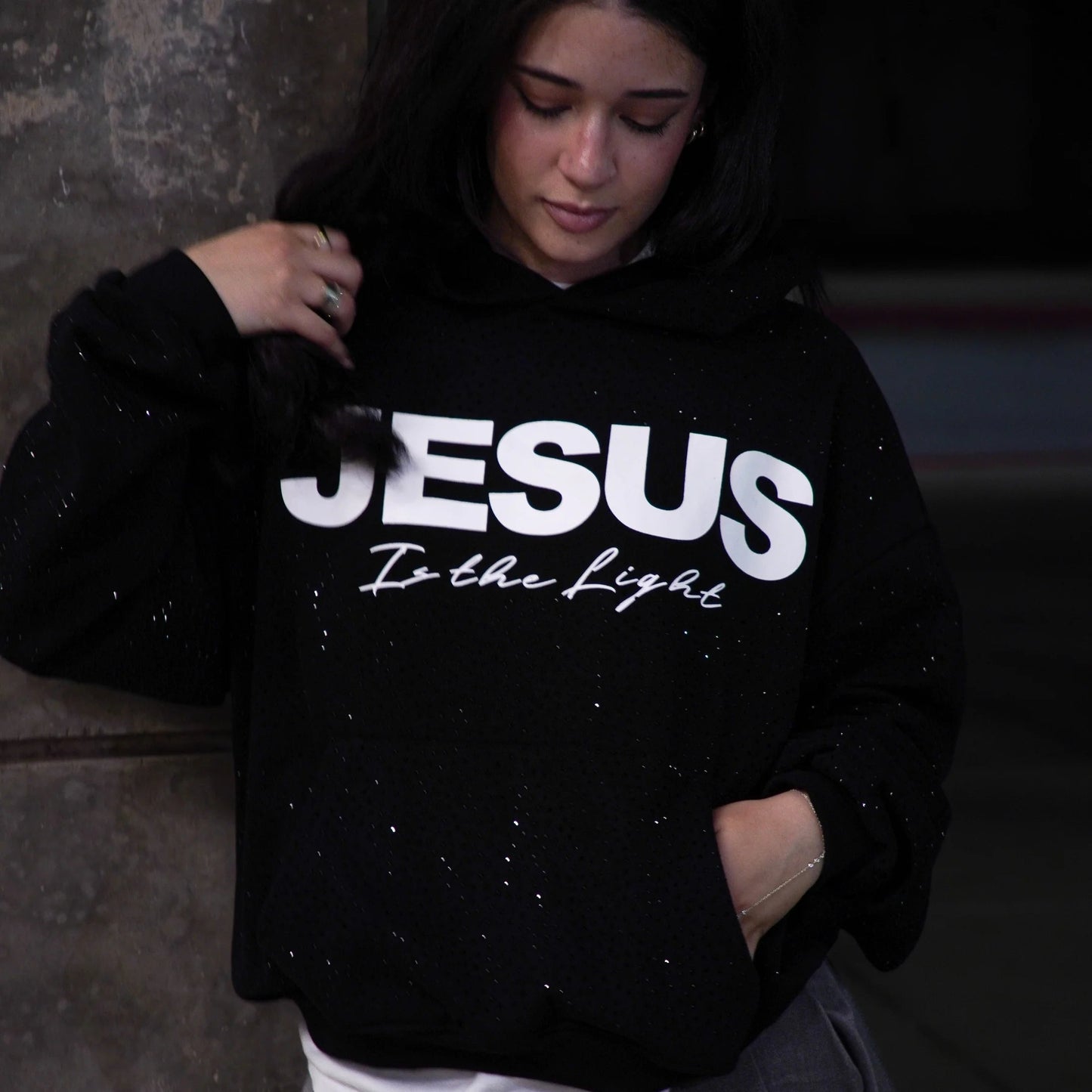 Aphea™ Jesus-In-The-Light Rhinestone Hoodie