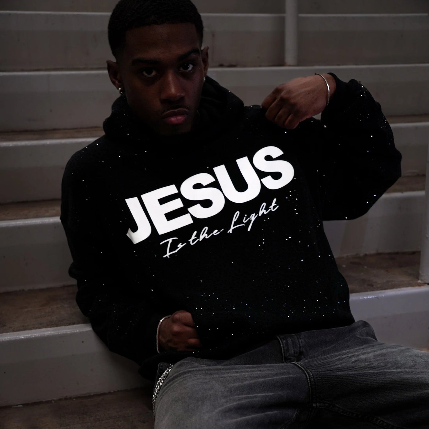 Aphea™ Jesus-In-The-Light Rhinestone Hoodie